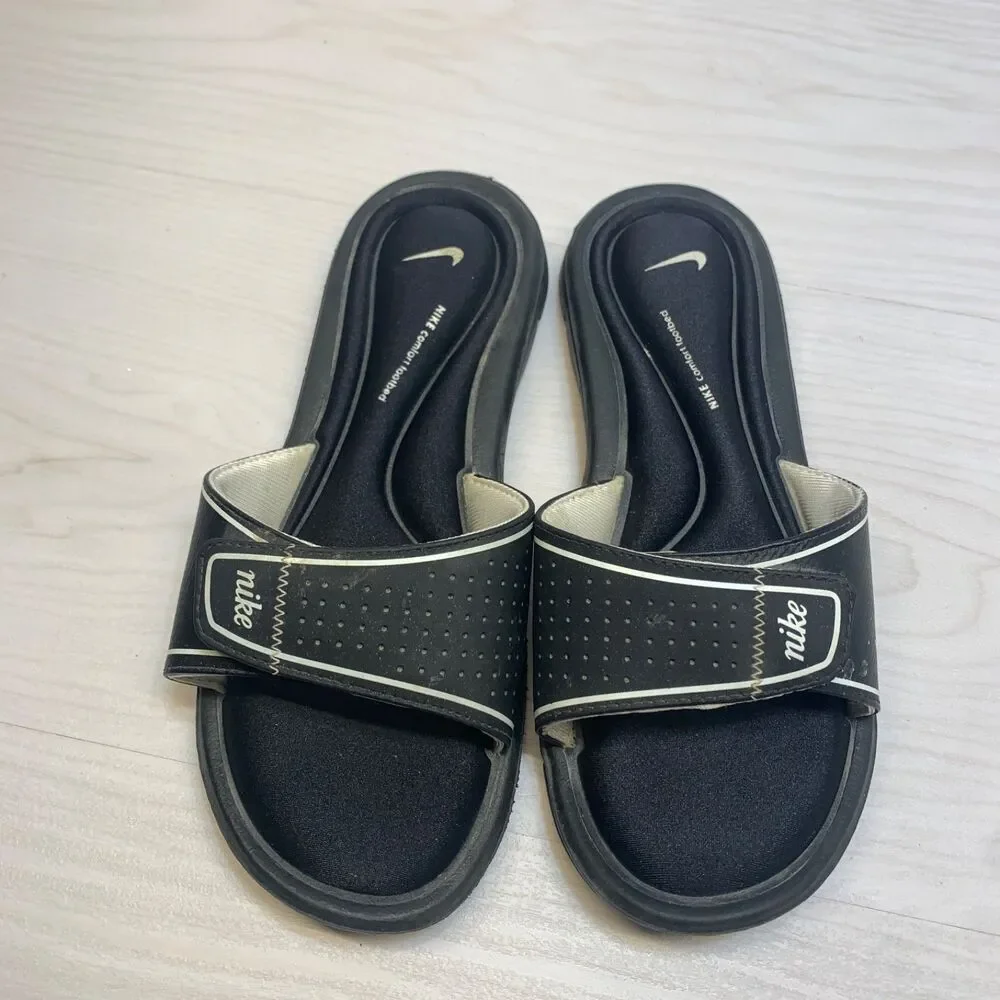 Nike 360883-011 Black Comfort Footbed Slides Slip On Women's‎ Sandals Size 8